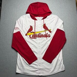 St. Louis Cardinals Jersey Mens XL White Red Hooded Layered Stifel